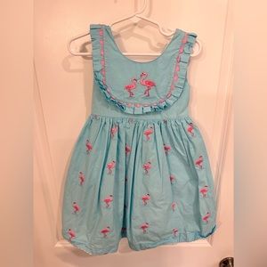 Cotton Kids Embroidered Flamingo Dress 4T